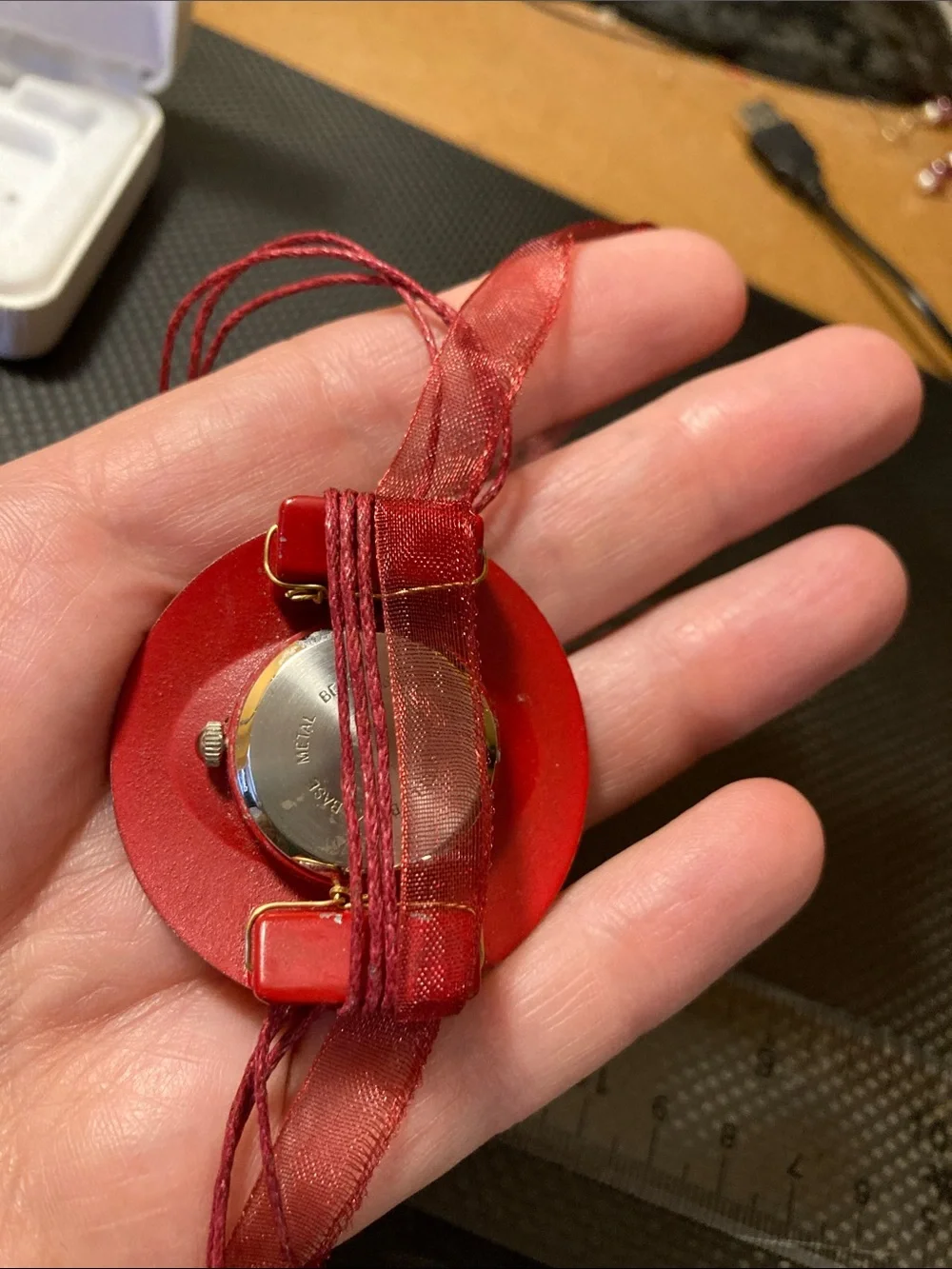 Gorgeous Red Round Quartz Pendant Watch Necklace - Fashion Accent Running